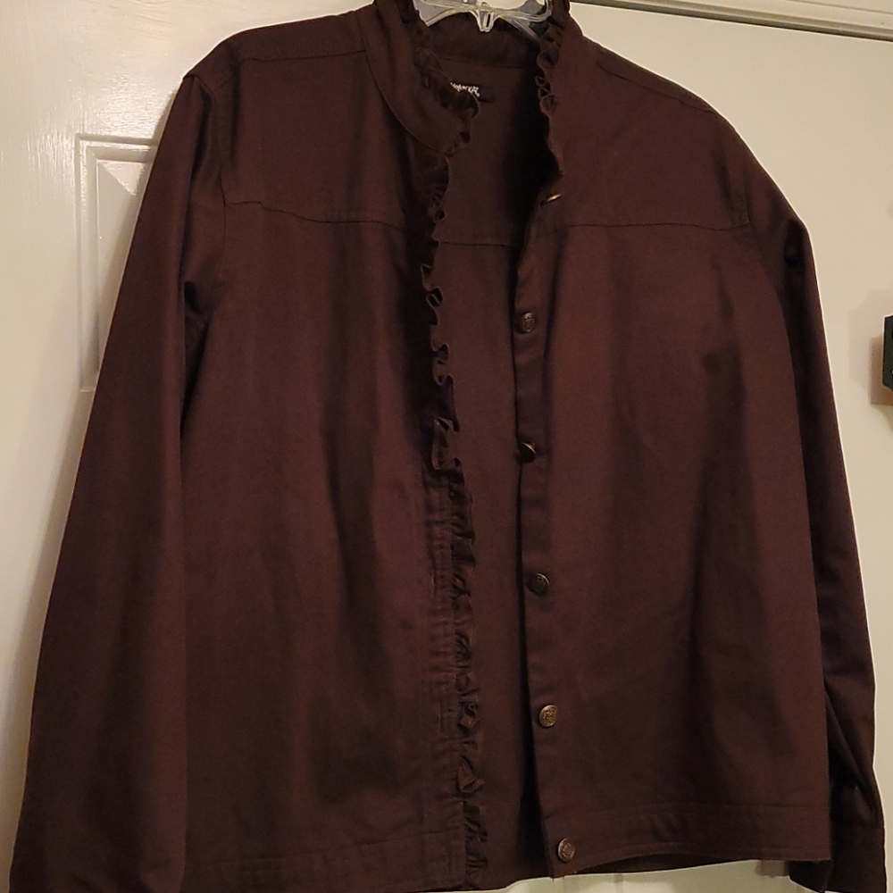 Krazy Kat Brown Denim Jacket Medium Chocolate - Picture 3 of 6